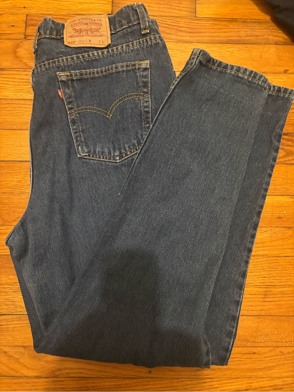 Levi's Dark Blue Denim Jeans with Tan Leather Patch